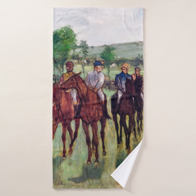 Jockeys and Race Horses, Edgar Degas Bath Towel (Bath Towel)