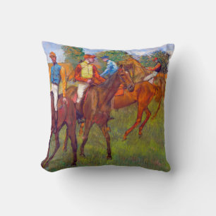 Jockeys and Race Horses, Edgar Degas Cushion