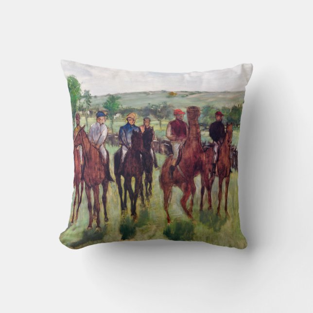 Jockeys and Race Horses, Edgar Degas Cushion (Front)