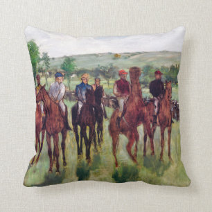 Jockeys and Race Horses, Edgar Degas Cushion