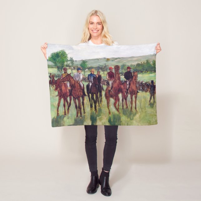 Jockeys and Race Horses, Edgar Degas Fleece Blanket (In Situ)