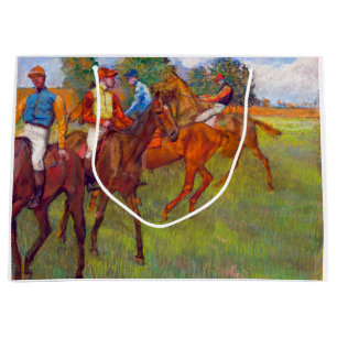 Jockeys and Race Horses, Edgar Degas Large Gift Bag