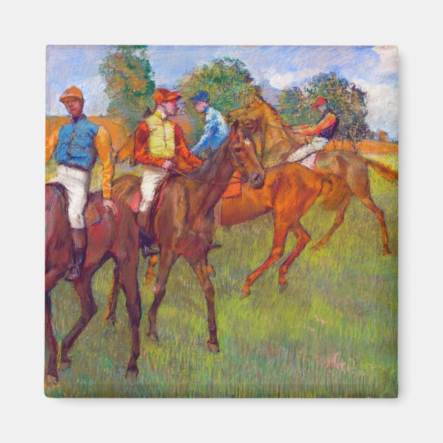 Jockeys and Race Horses, Edgar Degas Magnet (Front)