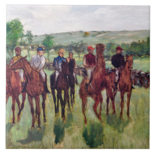 Jockeys and Race Horses, Edgar Degas Tile