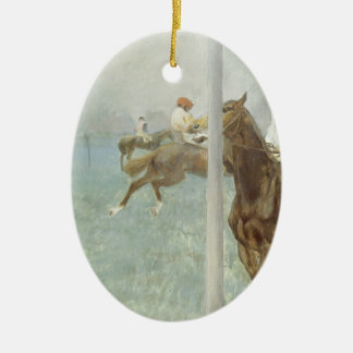 Jockeys Before the Race by Edgar Degas Ceramic Tree Decoration