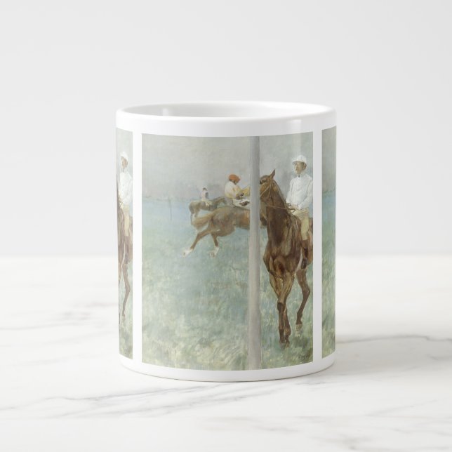 Jockeys Before the Race by Edgar Degas Large Coffee Mug (Front)
