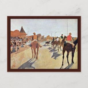 Jockeys In Front Of The Grandstand By Edgar Degas Postcard