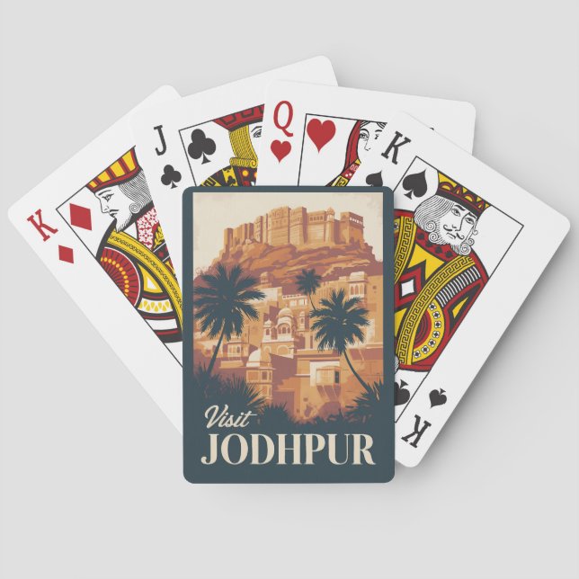 Jodhpur India Illustration Travel Art Vintage Playing Cards (Back)