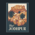 Jodhpur India Illustration Travel Art Vintage Postcard<br><div class="desc">Jodhpur retro vector travel design. Jodhpur,  known as the Blue City of Rajasthan,  is famed for its indigo-washed houses,  towering Mehrangarh Fort,  and rich cultural heritage.</div>
