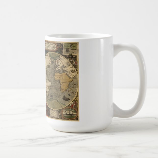 Jodocus Hondius 1595 Map of The World Coffee Mug (Right)