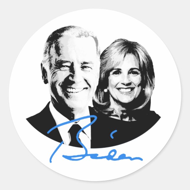 Joe and Jill Biden Signature Classic Round Sticker (Front)