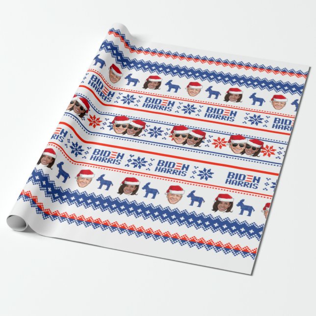 Joe and Kamala Aviator Christmas Wrapping Paper (Unrolled)