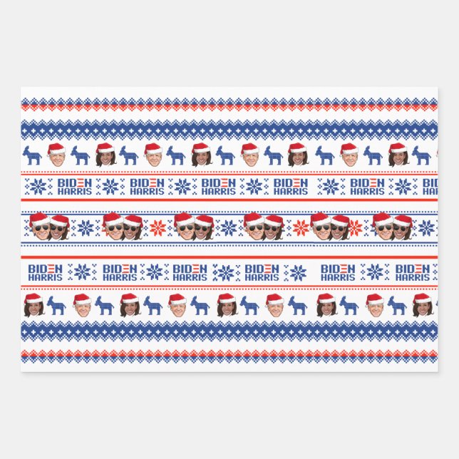 Joe and Kamala Aviator Christmas Wrapping Paper Sheet (Front)