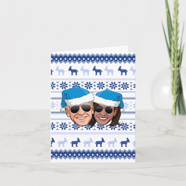 Joe and Kamala Blue Christmas Card (Front)