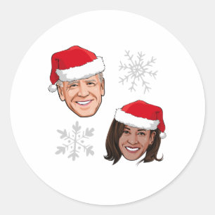 JOE AND KAMALA SNOWFLAKES CLASSIC ROUND STICKER