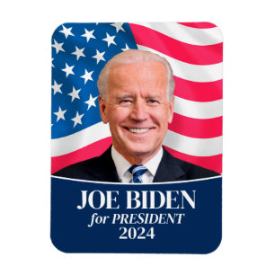 Joe Biden 2024 for President Photo and Flag fridge Magnet
