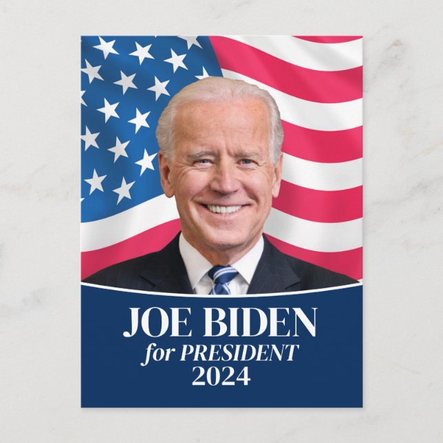 Joe Biden 2024 for President Photo and Flag Postcard (Front)