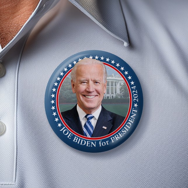 Joe Biden 2024 for President Photo White House 7.5 Cm Round Badge (Joe Biden 2024 Button)