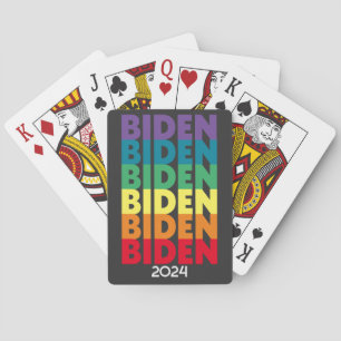 Joe Biden 2024 - retro gradient rainbow colours Playing Cards
