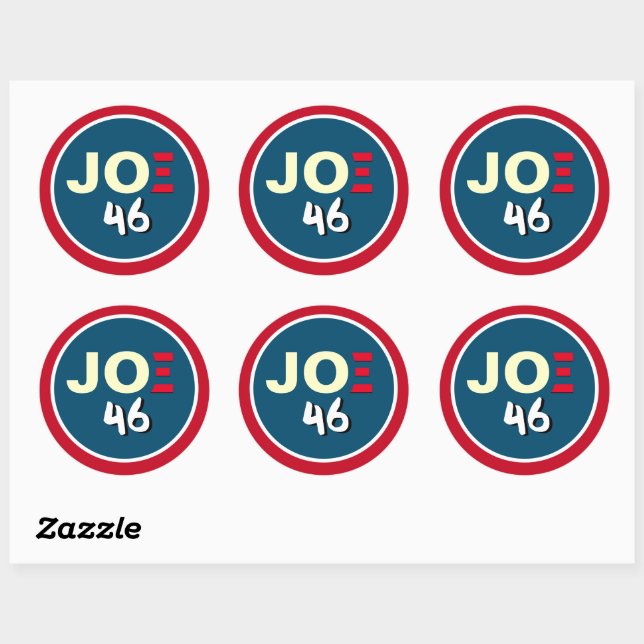JOE Biden 46 Red White Blue Campaign Classic Round Sticker (Sheet)