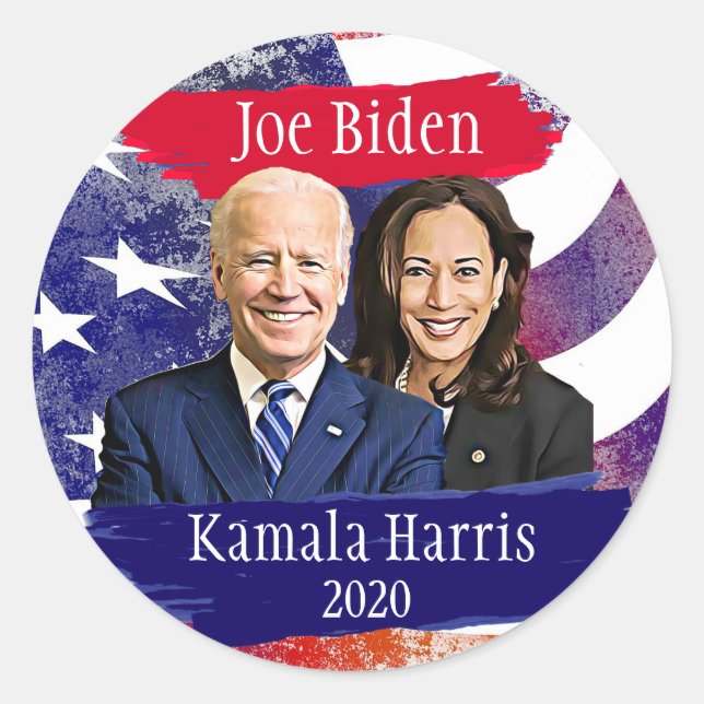 Joe Biden and Kamala Harris 2020 Election Classic Round Sticker (Front)