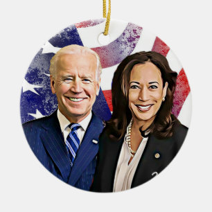 Joe Biden and Kamala Harris 2020 US Election Ceramic Tree Decoration