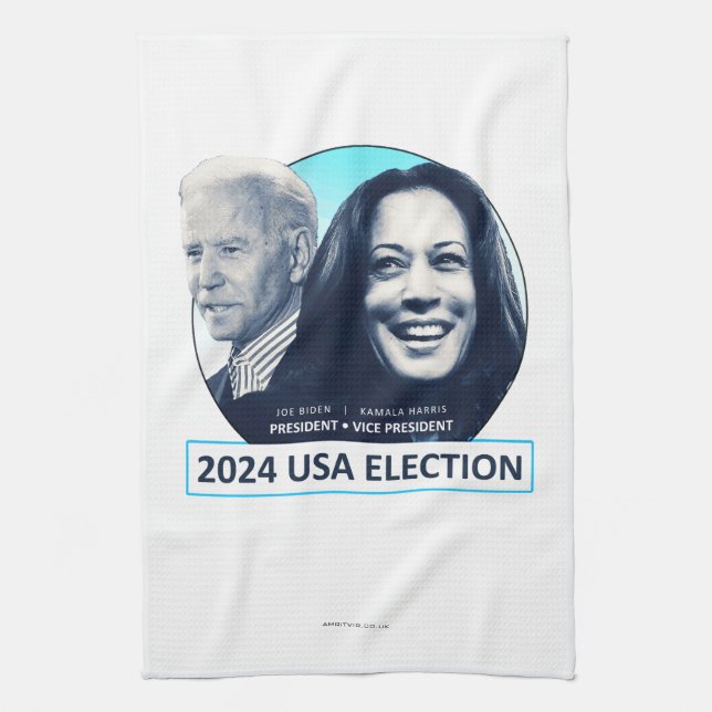 Joe Biden and Kamala Harris 2024 USA ELECTION  Tea Towel (Vertical)