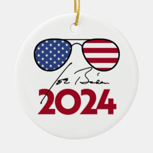 Joe Biden Aviators 2024 Ceramic Tree Decoration