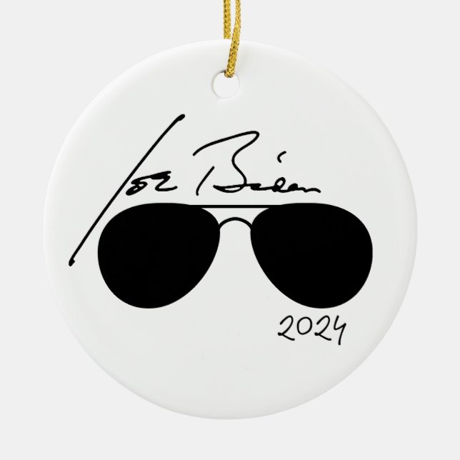 Joe Biden Aviators 2024 Ceramic Tree Decoration (Front)
