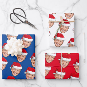 Joe Biden Blue Christmas Wrapping Paper Sheet