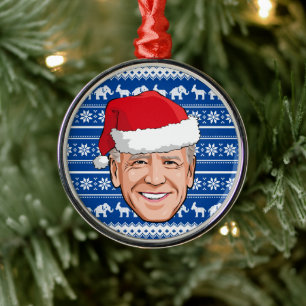 Joe Biden Blue Holiday Ceramic Ornament