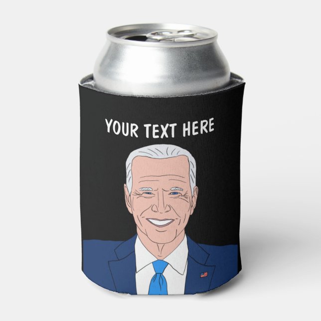 Joe Biden cartoon caricature portrait custom  Can Cooler (Can Front)