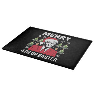 Joe Biden Christmas Santa Hat Merry 4th Of Easter  Cutting Board