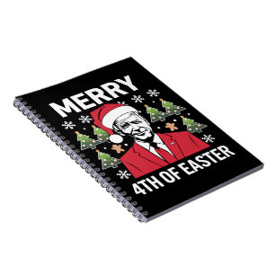 Joe Biden Christmas Santa Hat Merry 4th Of Easter  Notebook