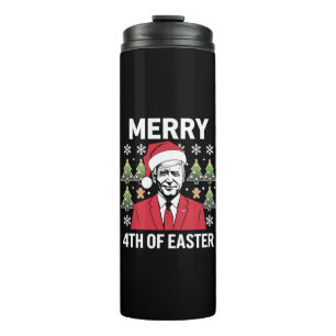 Joe Biden Christmas Santa Hat Merry 4th Of Easter Thermal Tumbler