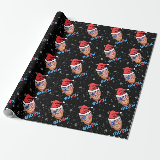 joe biden christmas santa hat wrapping paper (Unrolled)