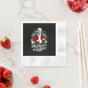 Joe Biden Christmas Santa Merry 4th Of Easter Xmas Napkin