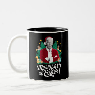 Joe Biden Christmas Santa Merry 4th Of Easter Xmas Two-Tone Coffee Mug