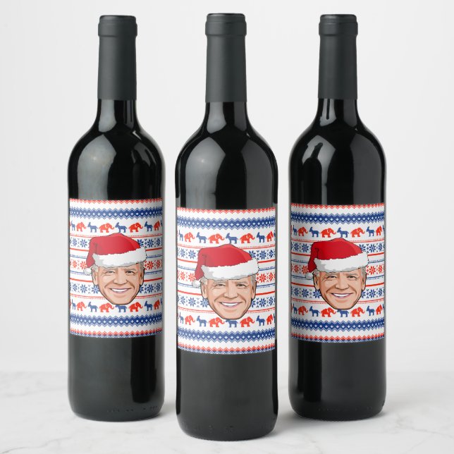 Joe Biden Christmas Wine Label (Bottles)