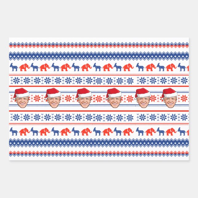 Joe Biden Christmas Wrapping Paper Sheet (Front)