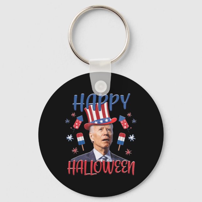 Joe Biden Confused Merry 4th Of Halloween Fourth O Key Ring (Front)