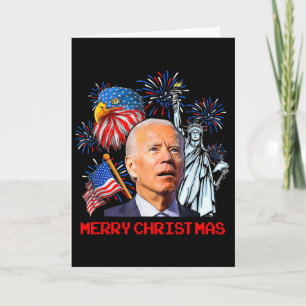 Joe Biden Confused Patriotic Merry Christmas For 4 Card