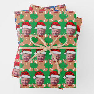 Joe Biden Custom Face Photo Gingerbread Xmas  Wrapping Paper Sheet