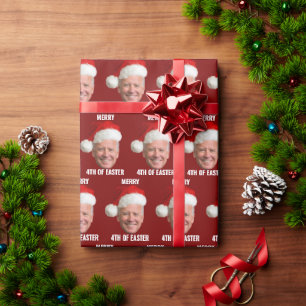 Joe Biden Face Santa Happy 4th Of Easter Christmas Wrapping Paper