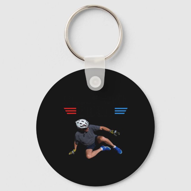 Joe Biden Falling Off Bicycle Biden Bike Meme Funn Key Ring (Front)