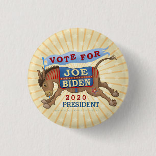 Joe Biden for President 2020 Democrat Donkey 3 Cm Round Badge