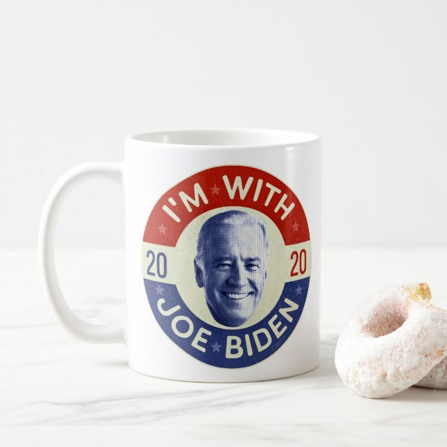 Joe Biden for President 2020 Democrat Photo Retro Coffee Mug (With Donut)
