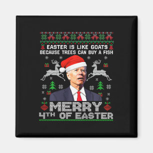 Joe Biden Happy 4th Easter Ugly Christmas Sweater Magnet