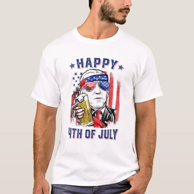 Joe Biden Happy 4Th Of July | Funny Biden Drinking T-Shirt (Front)