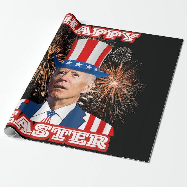 Joe Biden Happy Easter Wrapping Paper (Unrolled)